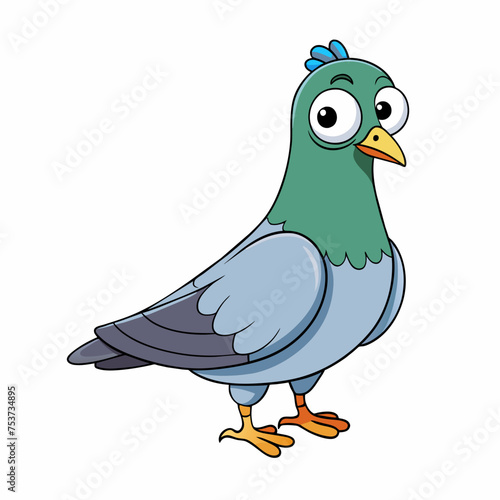 pigeon, dove, carrier pigeon, bird, poultry, avian, birdy, nestling, chick, auk, pet, vector, illustration, draw, cartoon, pretty, cute