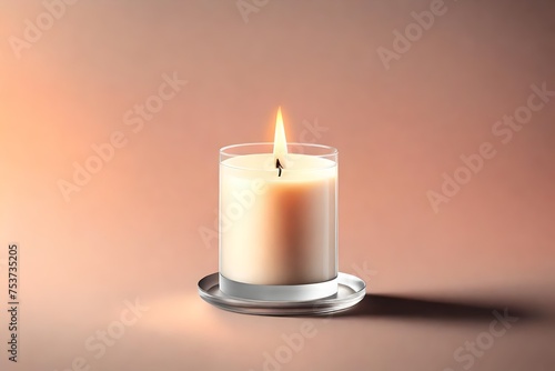 A simple and elegant candle mockup, featuring a single candle in a glass holder against a gradient background.