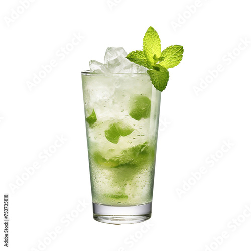 Tasty mint julep cocktail glass isolated on transparent background