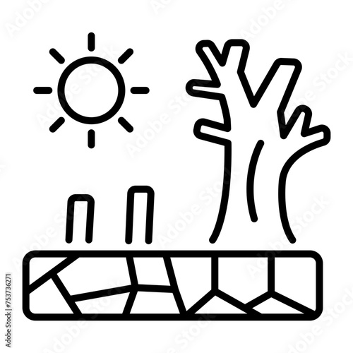A linear icon depicting drought 