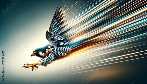 Peregrine Falcon in Flight with Speed Effect