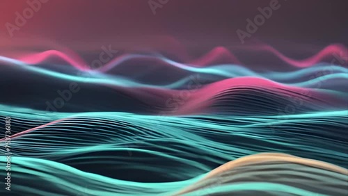 calming rhythm wave abstract background with looping motion and vibrant color, copy space area in above. photo