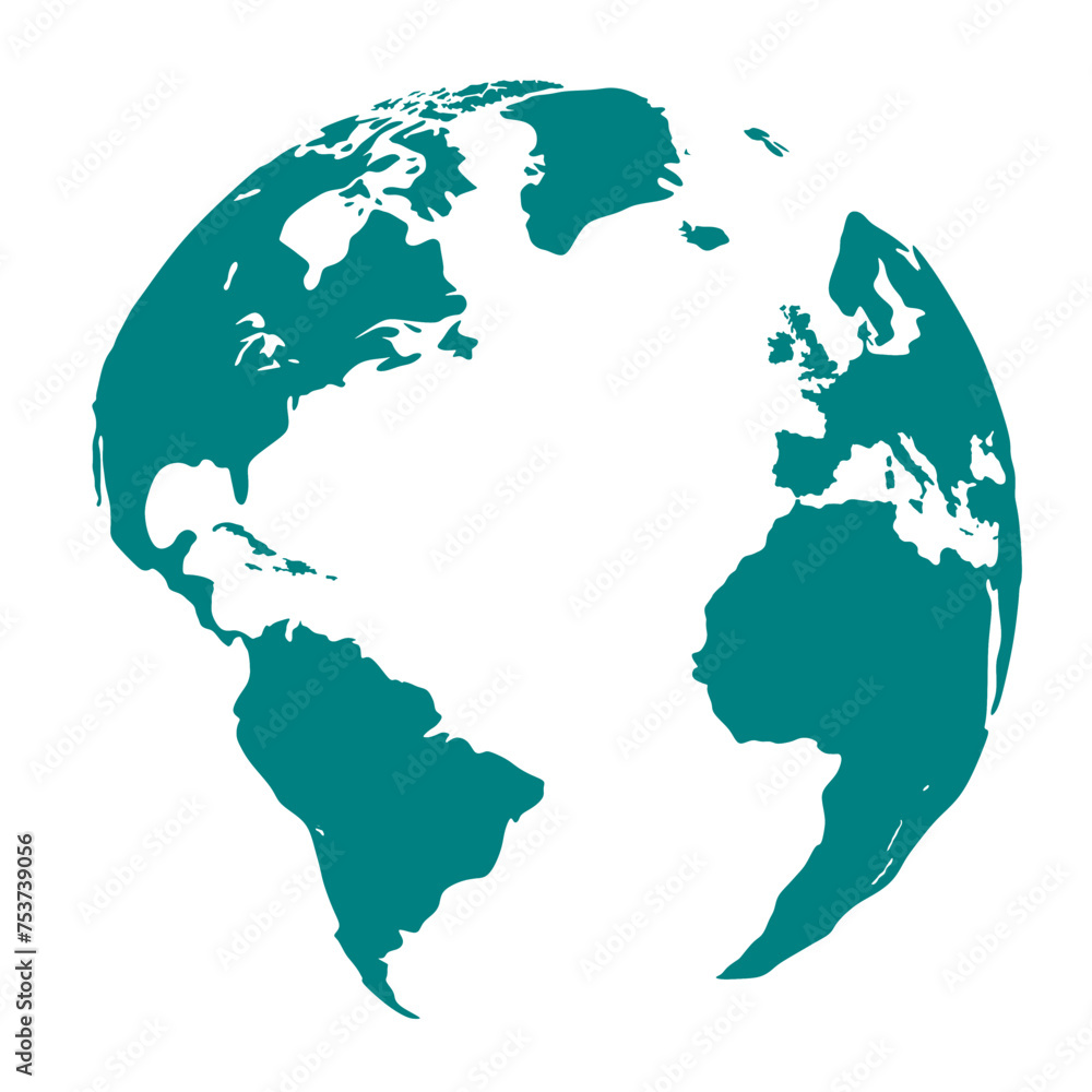Nice earth globe icon in green and white