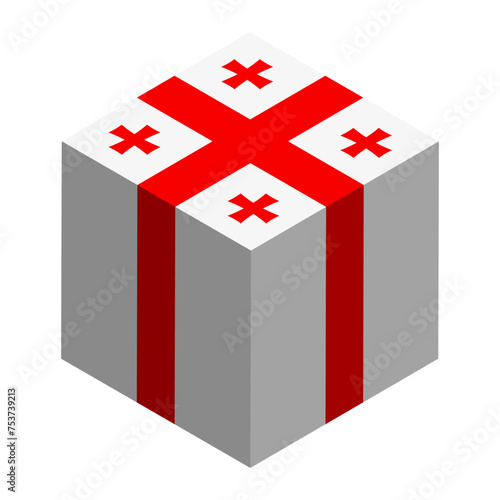 Georgia flag - isometric 3D cube isolated on white background. Vector object.