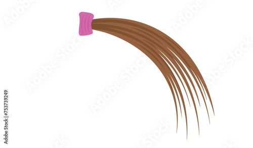 women's "ponytail" hairstyle with pink elastic band