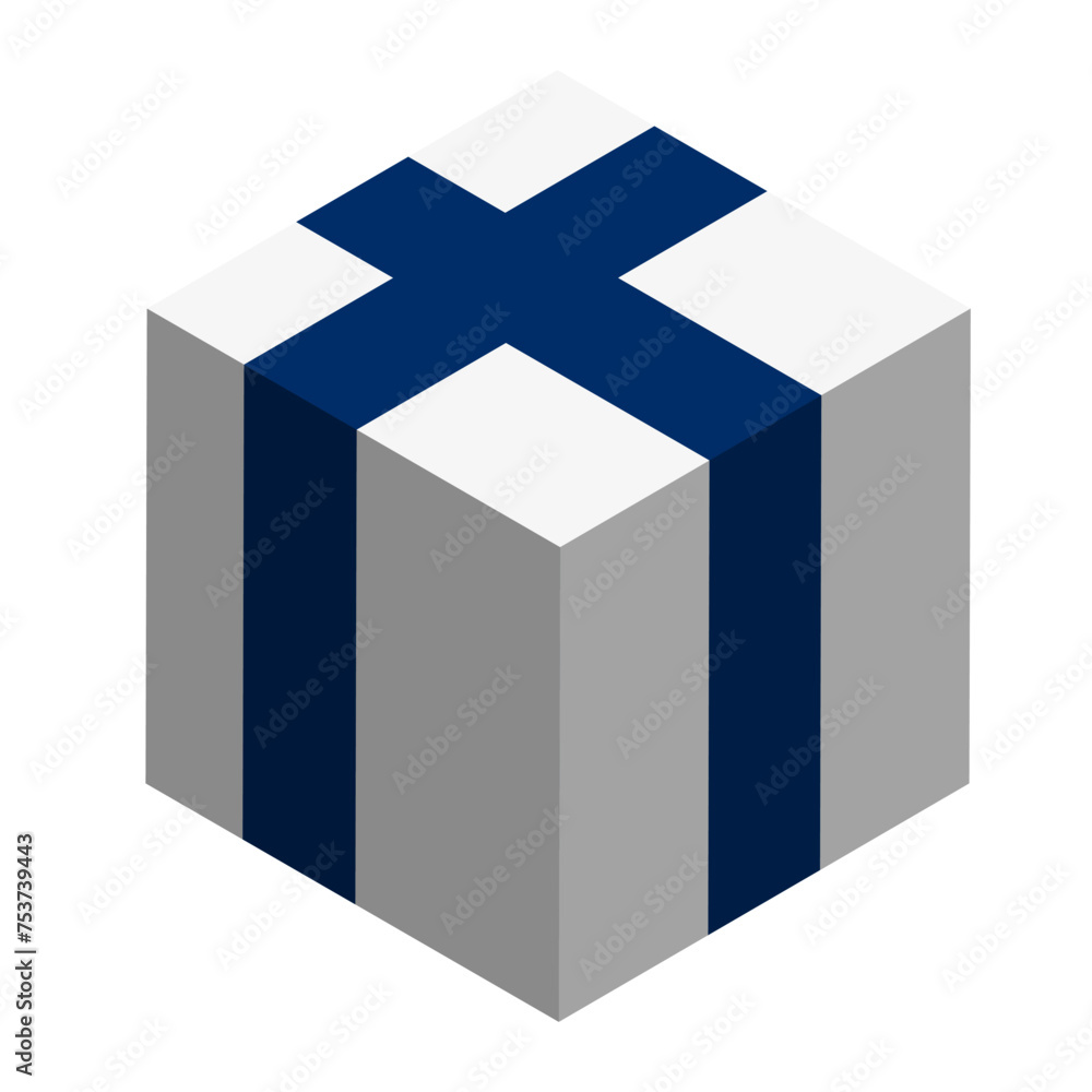Finland flag - isometric 3D cube isolated on white background. Vector object. Finland flag - isometric 3D cube isolated on white background. Vector object.