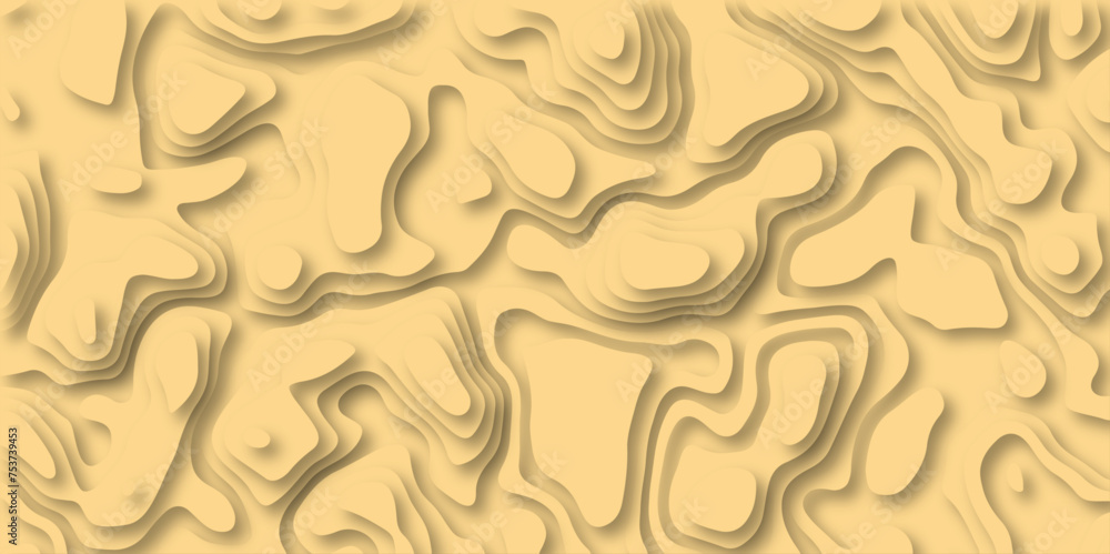 3D Woodcut Stylized Brown Woody topographic contour scheme and terrain. Topography grid map. Contour map background. Geographic line mountain relief. Abstract lines or wavy backdrop background.