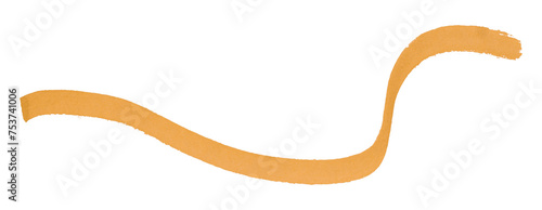 Orange stroke brush isolated on transparent background.