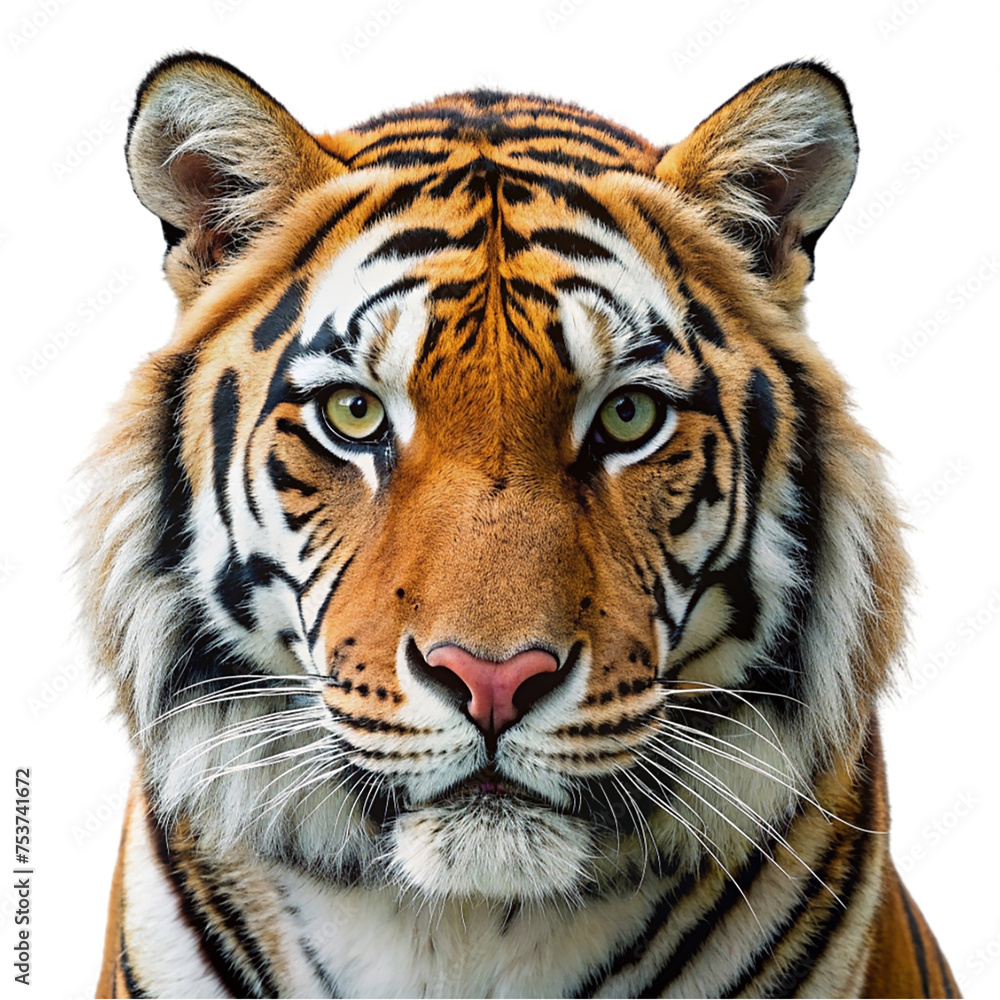 Fototapeta premium Tiger, Panthera tigris, isolated on transparent background