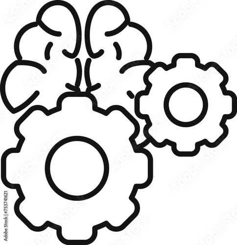 Brain idea gear icon outline vector. Judgment reason innovation. Guess job