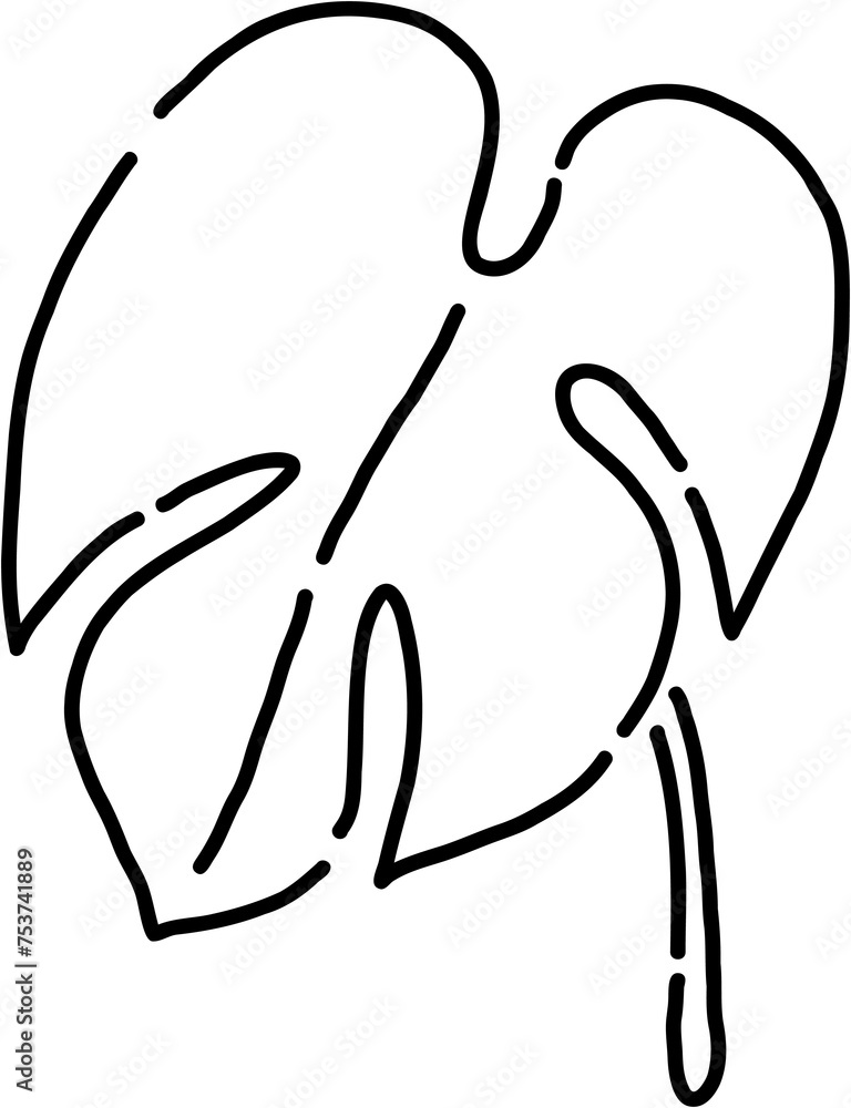 Obraz premium Simplicity monstera leaf freehand drawing flat design.