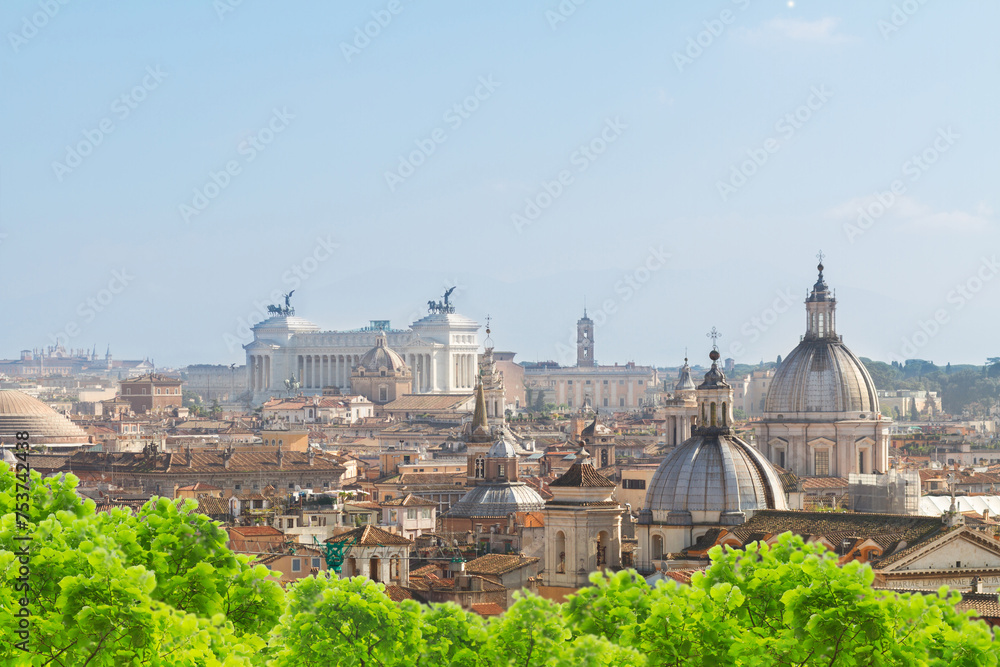 skyline of Rome city at day, Italy