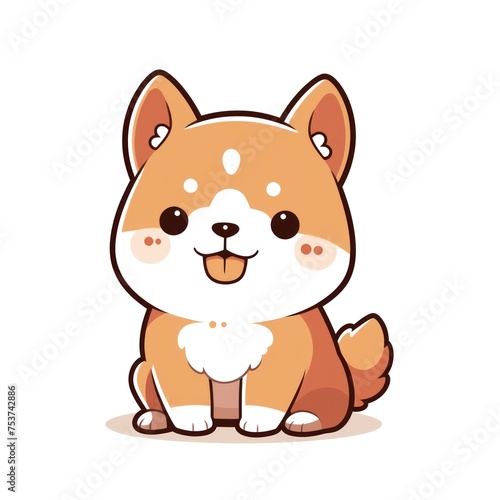 cute cartoon dog with a tongue sticking out. The dog is sitting on a white background