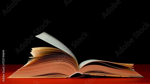 Turning the pages of a book in the wind, slow motion.