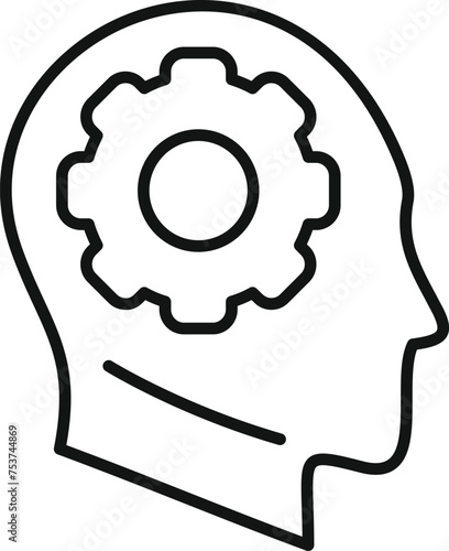 Gear solution plan icon outline vector. Evidence reason job. Intellect idea
