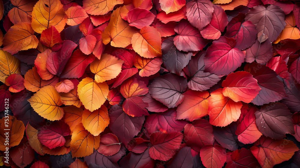 A close up of autumn leaves with a mix of red, orange, and black colors A close up of autumn leaves with a mix of red, orange, and black colors