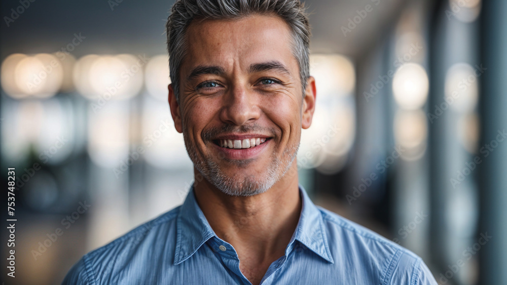 Fototapeta premium Handsome middle aged man, confident businessman smiling