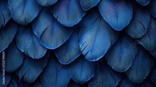 a close up of a blue bird's feathers with a lot of blue feathers on it's back. photo