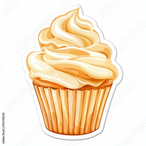 Cupcake with cream  vanilla cake illustration  3d 