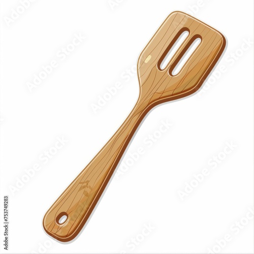Fototapeta Naklejka Na Ścianę i Meble -  Wooden spatula, kitchen appliance, sticker, 3d illustration,