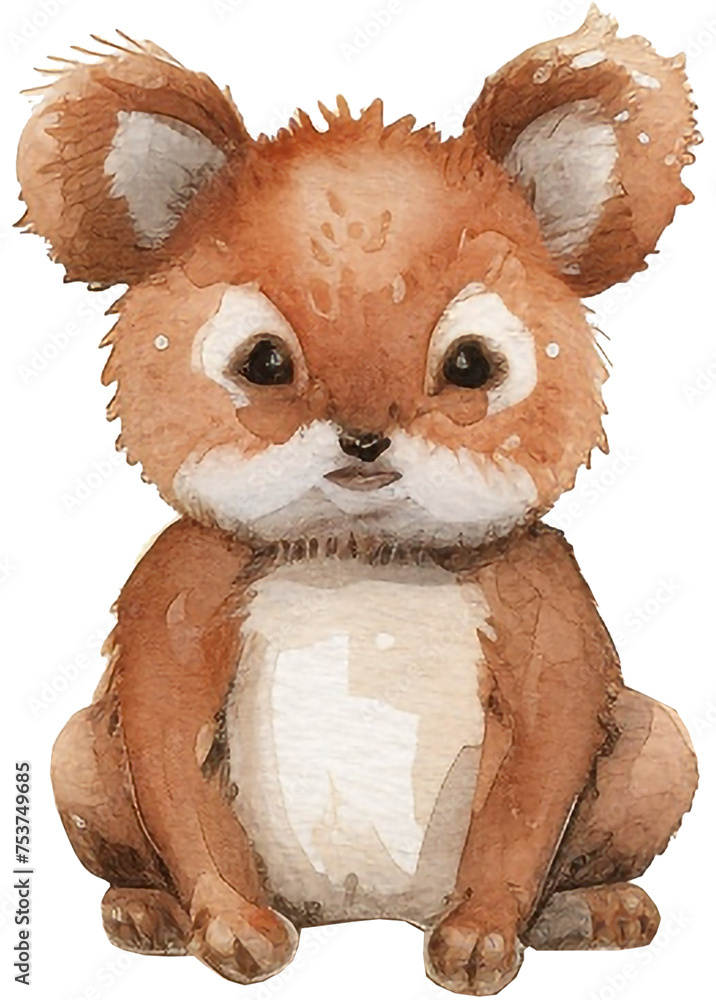 Fototapeta premium Cute whimsical animal watercolor painting isolated
