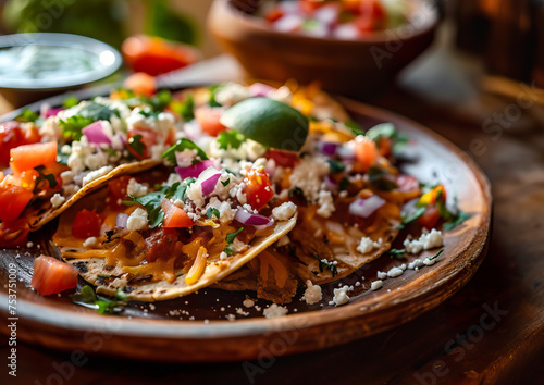 Mexican Huaraches, close-up angle view, ultra realistic food photography