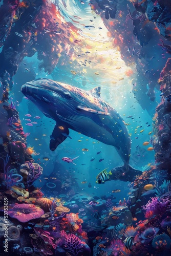 Pixel art showcasing undersea adventures  featuring marine life and hidden magical worlds.