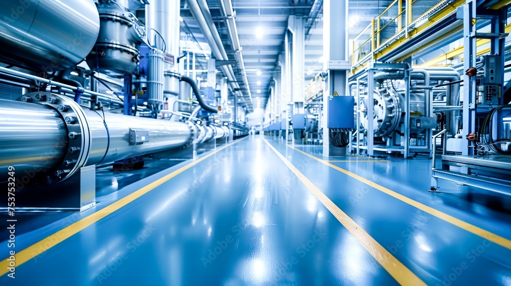 Fototapeta premium Modern factory, industrial manufacturing. Generative AI.