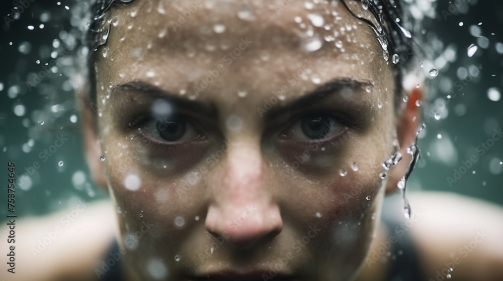 Female swimmer at the swimming pool, underwater, swimmer at the swimming pool.Underwater, Female participants hurtle through the water in a swimming competition