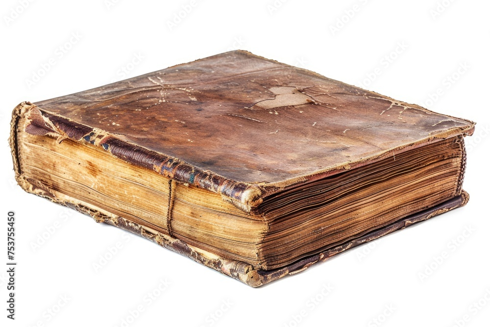 Antique Brown Book with Old Paper Cover Isolated on White Background Antique Brown Book with Old Paper Cover Isolated on White Background