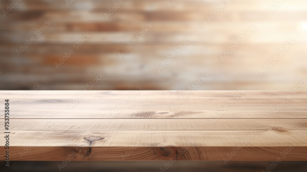 wooden table with white clouds background generative ai wooden table with white clouds background generative ai