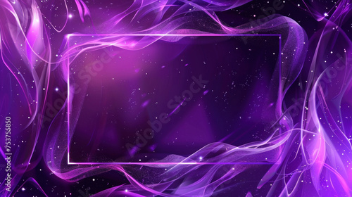 elegant beatuiful purple glowing fractal fluid wave frame, suitable for invitation, flyer and bacgkround. Generative AI photo