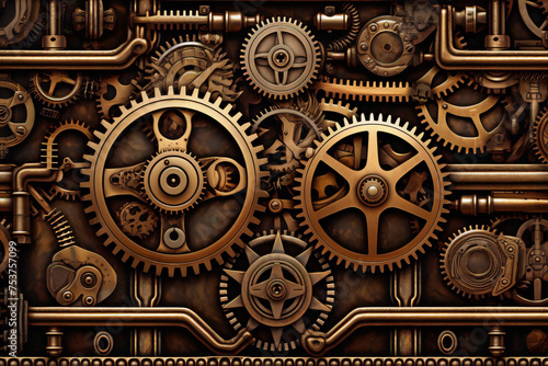 Steampunk metal gears and cogs with a bronze texture.,Minimalist vector art