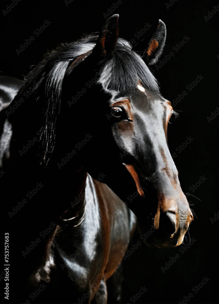 black horse portrait. portrait of a black horse black horse portrait. portrait of a black horse
