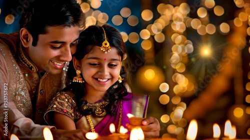 Indian Family Celebrates Diwali