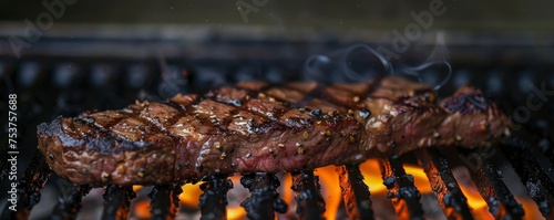 Grilled to Perfection, Charred Steak on the Barbecue, Awaiting Savory Indulgence