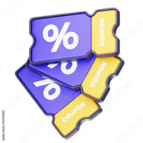 Shopping Coupon 3D Icon Rendering Illustration photo