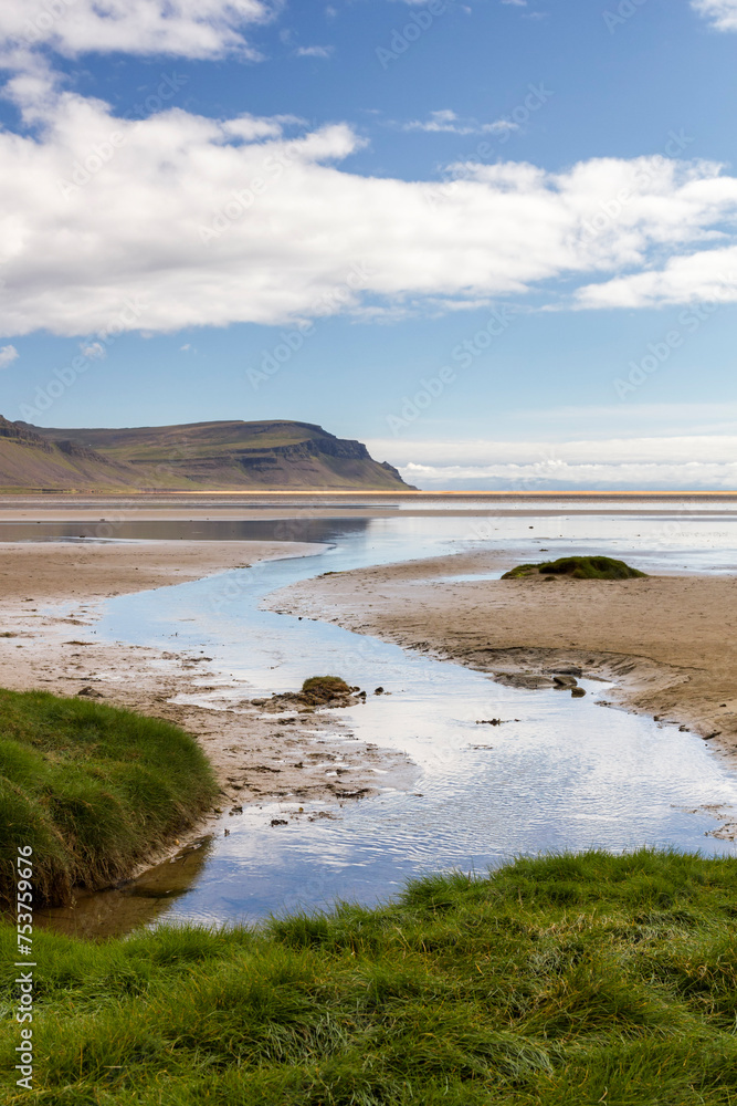 panoramic view over the Rauðisandur beach in Iceland in summer panoramic view over the Rauðisandur beach in Iceland in summer