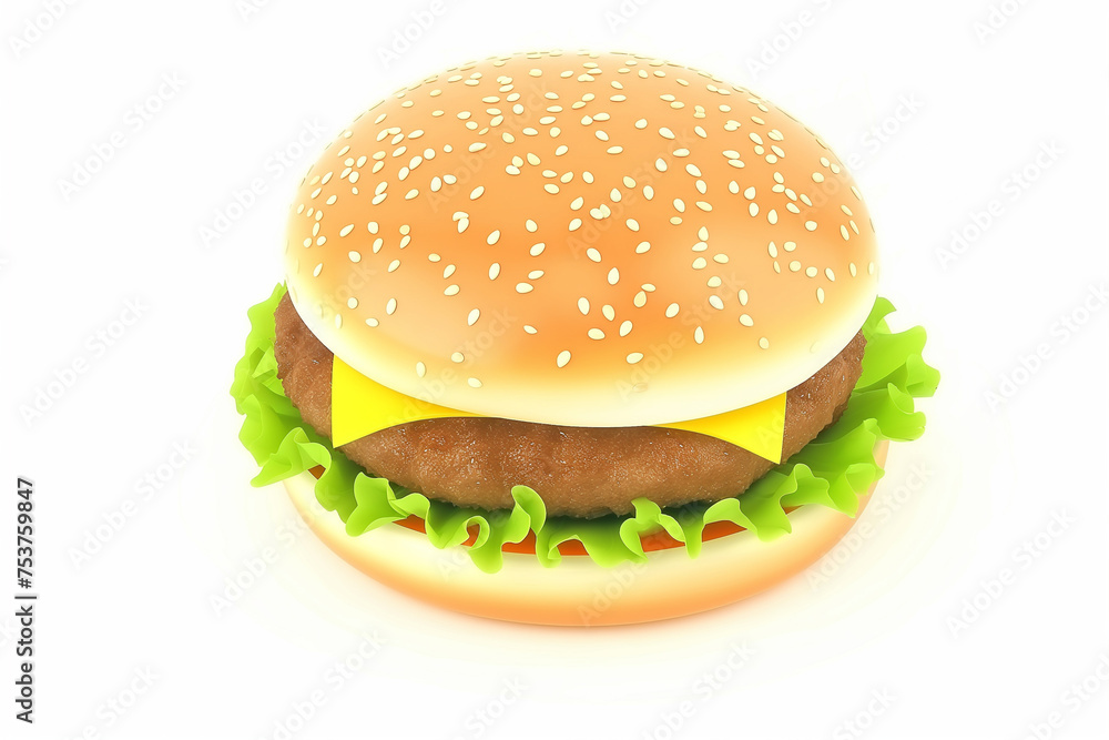 Juicy cheeseburger with fresh toppings isolated on white background Juicy cheeseburger with fresh toppings isolated on white background