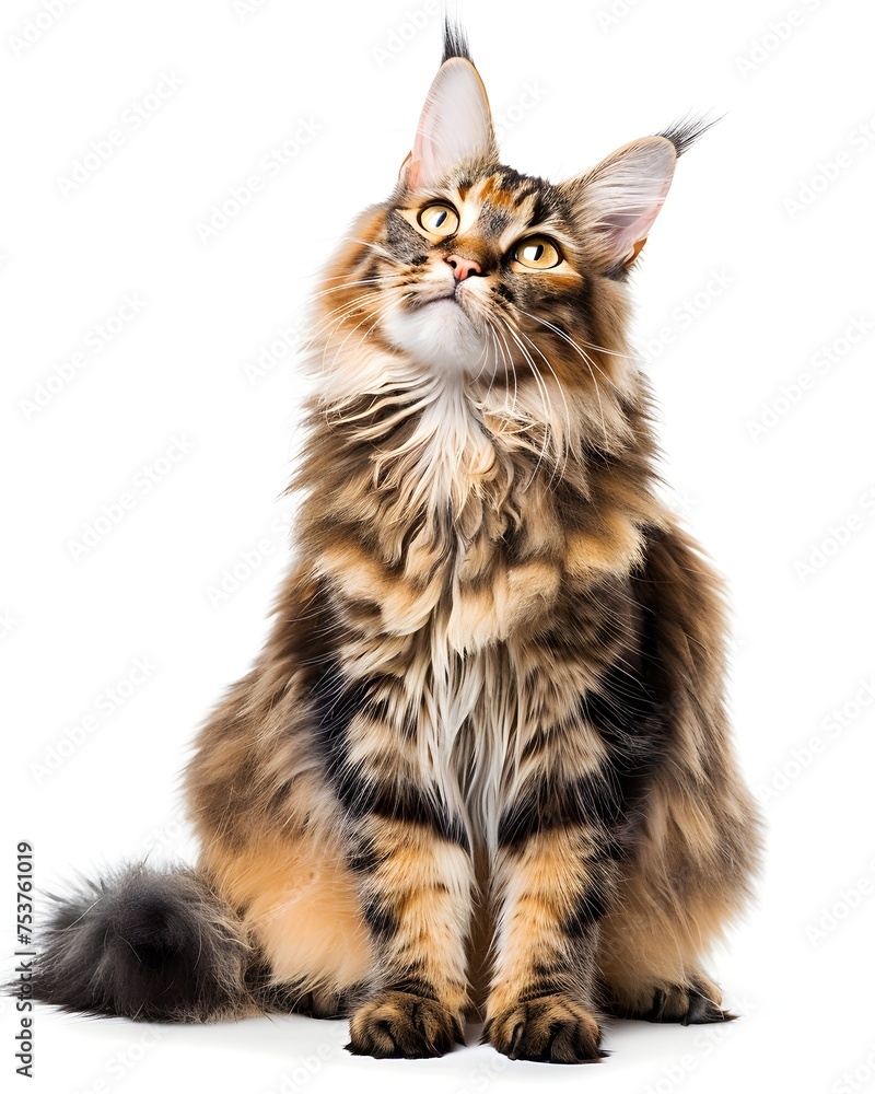 A maine coon cat isolated on a white background