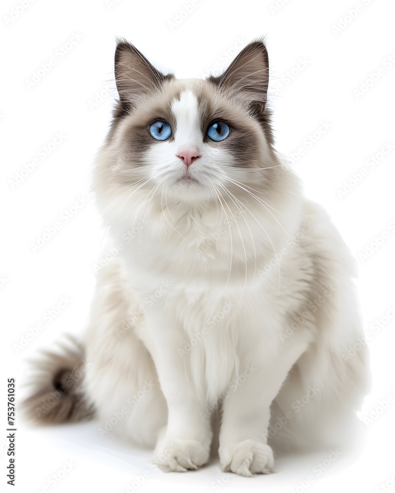 A rag doll cat isolated on a white background