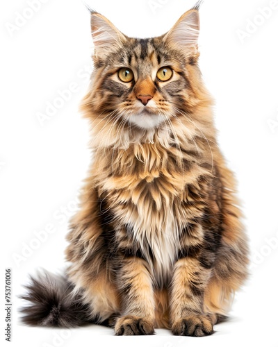 A maine coon cat isolated on a white background