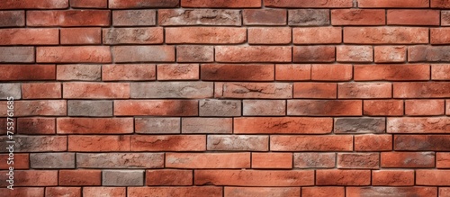 Decorative red brick wall pattern with cement texture viewed horizontally