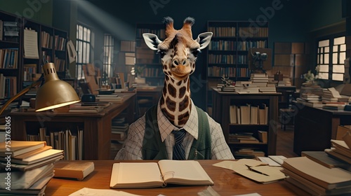 A giraffe organizing his own school of high arts © Gefo