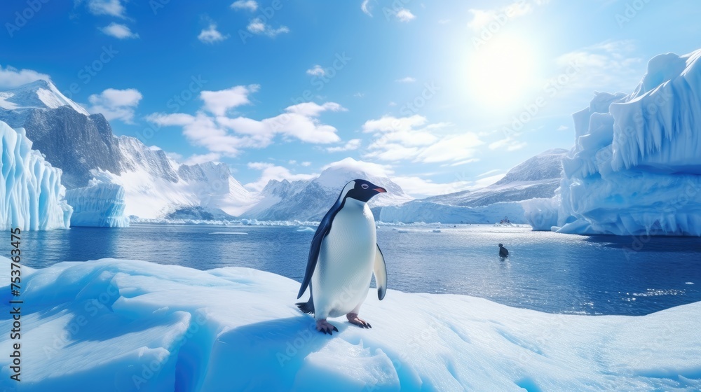 A penguin leading a tour of his Antarctic kingdom