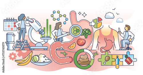 Bristol stool chart and health diagnostics from feces sample outline concept. Gastrointestinal doctor checkup and special diet prescription vector illustration. Excrement shape stages for diagnosis.