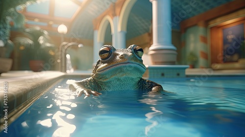A frog spending the day at the spa enjoying the water treatments