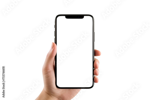 hand holding smart phone isolated on transparent background Remove png, Clipping Path, pen tool