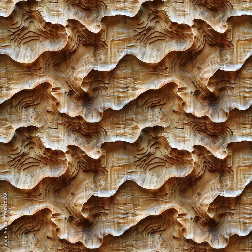 seamless background, abstract wave pattern carved on a wooden surface seamless background, abstract wave pattern carved on a wooden surface
