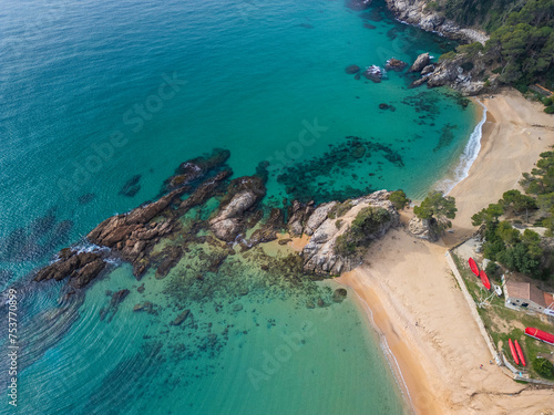 Santa Cristina beach in Lloret de Mar and Blanes Cala Treual Capture the essence of Spain's coastal charm with aerial images showcasing the stunning vistas of Blanes and the bustling energy of Lloret 